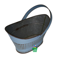 Perlengkapan Rumah & Taman Pot Bunga Logam Biru Desain Keranjang Rustic Galvanis, Pot Tanaman Sukulen, Vas untuk Balkon & Tanaman Herbal