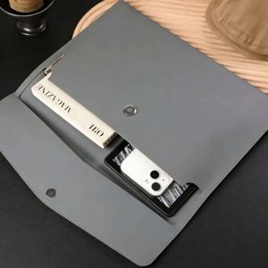 Custom Initials PU Leather <b>File</b> Folder Simple Travel Document <b>Organizer</b> Personalized A4 Document Holder Durable Document Case - Product Image 3