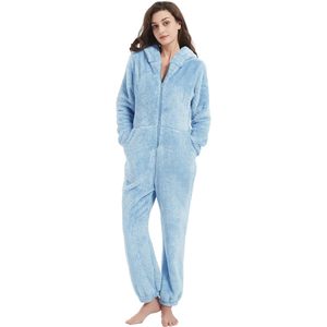 Pijama Enterizo para Mujer, con Capucha, de Forro Polar, Ropa de Dormir de una Pieza, Suave y Cómoda, Mono de Invierno de Manga Larga - Product Image 4