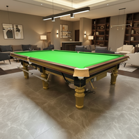 Table de billard pliante de luxe pour la maison, style anglais, 12 pieds, avec plateau en ardoise, pieds dorés en bois massif et coussin en ardoise pour billard de snooker