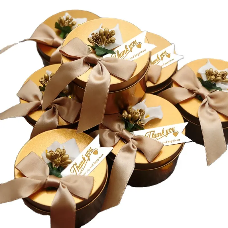 Großhandel runde Form Zinn-Schachteln DIY Hochzeit Kerze Zinnplatte Dekorationen Lebensmittelverpackung Zinngefäße für Süßigkeiten Schokolade Zucker
