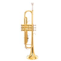 Golden BB Trumpet Professional Brass Musical Instrument Gold Lacquer Stainless Steel Pistons 16.5mm Bore Size for Performance