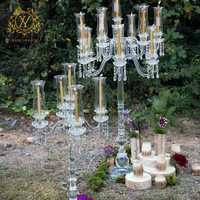 Centre de Table Mariage en Cristal à 5 Bras Chandelière en Verre Tempête Chandelier Support Autres Décorations de Mariage