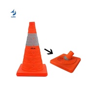 Cône de signalisation réfléchissant orange pliable LUBA 40 cm pour urgences routières et contrôle de stationnement portable