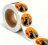 Autocollants adhésifs BOPP personnalisés YSB pour les fêtes, étiquettes imperméables pour Noël, Halloween, emballage de cadeaux, décoration de fête, logo personnalisé