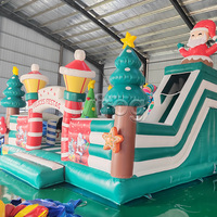 Château Gonflable de Noël avec Toboggan Thème Hiver pour Enfants, Maison de Rebond pour Jardin, Location Commerciale, Journée Amusante en Plein Air, Vente Promotionnelle