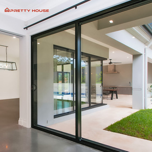 باب منزلق زجاجي مزدوج معزول حراريًا من الألمنيوم عازل للصوت للفلل، يثبت على الحائط - Product Image 4