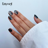 Easywell Luxe Acrylique Court Oeil de Chat Nail Fournisseur Vente en Gros Noël 30pcs Haute Qualité Soft Gel Press on Nails OEM
