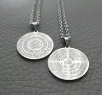 Collier islamique en acier inoxydable avec pendentif double face, Suresse islamique, Quatre Qul et Allah, Bijoux arabes dorés, Musulman