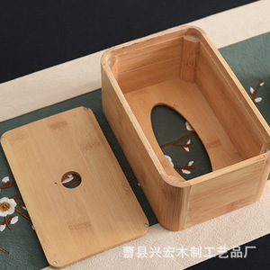 Bamboo Tissue Box Natural Wood Color <b>For</b> Home Office Hotel Car <b>Bathroom</b> Use <b>Pull</b> Out Tissues - Product Image 2