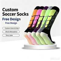 Chaussettes de sport pour hommes, longues et épaisses, de haute qualité, multicolores, antidérapantes, avec fond en tissu éponge, pour le football