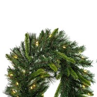 Guirlande de Noël en PVC vert pré-éclairée avec lumières LED chaudes pour cheminée, escalier, décoration intérieure et extérieure