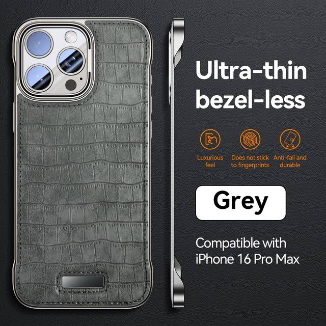 New Design Luxury Crocodile Pattern Business Leather case for iPhone 16 Pro Max Shockproof Frameless Ultra-thin Back Cover
