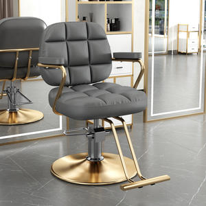 Fauteuil Professionnel <span class=keywords><strong>de</strong></span> Pédicure et Coiffure pour Salon <span class=keywords><strong>de</strong></span> Beauté Barbershop Noir-Or avec Inclinaison et Revêtement en Similicuir - Product Image 4