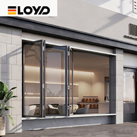 Portes pliantes en aluminium Eloyd à rupture de pont thermique, étanches, avec double vitrage trempé pour entrées de cours et villas