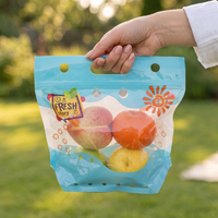 Sacs de rangement perforés pour fruits et légumes avec poignée de transport, sac respirant anti-buée pour fruits frais avec fermeture éclair et trous d'aération
