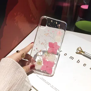 IPhone 11 Pro闪闪发光的美丽花朵干真正的压花手机套手机壳