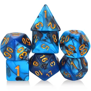 Conjunto de dados acrílicos de resina polyhedral dnd, feito sob encomenda, 7 peças