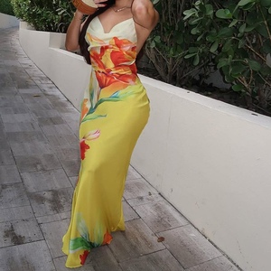 Vestidos Largos de Verano para Mujer, Elegantes, con Estampado Floral y Cuello Halter, Ajustados, con Cintura Cruzada, a la Moda - Product Image 2