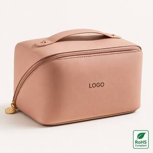 <strong>Large</strong> Capacity Portable Travel Zipper <strong>Cosmetic</strong> <strong>Bag</strong> Waterproof Toiletry <strong>Bag</strong> PU Leather Makeup <strong>Bag</strong> - Product Image 1