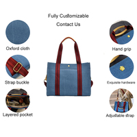 Tas Selempang Wanita Custom Logo, Tas Tote dengan Rantai Kunci Custom, Tas Oxford untuk Wanita Grosir