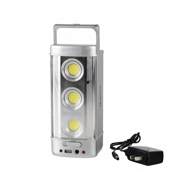 Rechargeable Emergency Lamp with 3W COB Led and 6V 4AH Lead-acid  Battery DC Adapter,USB Mobile Charger Home