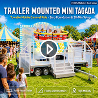 Manège Disco Tagada portable monté sur remorque, attraction de fête foraine Crazy Turntable, manège pliable pour parc d'attractions à vendre