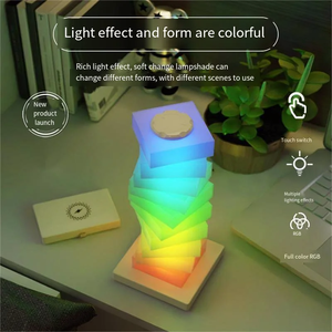 โคมไฟตั้งโต๊ะชาร์จไร้สายเร็ว 15W ดีไซน์สร้างสรรค์ ประกอบเองได้ แสงไฟหลากสีสัน วัสดุ ABS รูปทรงสี่เหลี่ยม ของขวัญอิเล็กทรอนิกส์ ที่ชาร์จโทรศัพท์มือถือ - Product Image 5