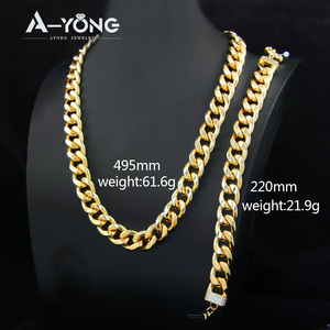 Fashion Luxury Women Wedding Jewelry Set 21k Gold Plated Hip Hop Style Necklace Bracelet for Women Party - Product Image 6