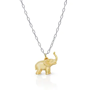 Colares de elefante banhados a ouro, colares com pingente minimalista em estoque 925 de prata esterlina 18k