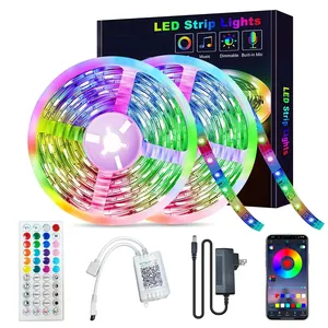 Lampu setrip Led 180LED 10M 12 V 24 V 5050RGB, lampu setrip Led IR wi-fi pengindera musik cerdas Remote fleksibel RGB DIY