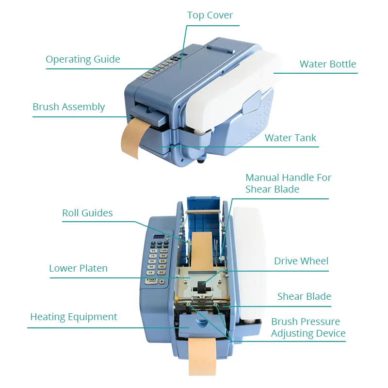 Dispensador automático de cinta de papel engomado, dispensador eléctrico de cinta de goma, dispensador de cinta activada por agua