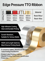 Cinta de Transferencia Térmica de Cera Zebra Tec de Alta Calidad, 33 mm x 300 m, para Impresoras Sample Linx, Markem, Domino, Near Edge TTO