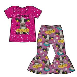 Nueva Moda Infantil para Niñas, Conjuntos con Estampado de Animales de Granja, Pantalones de Campana, Ropa de Vaca, Conjuntos de Boutique para Niñas - Product Image 2