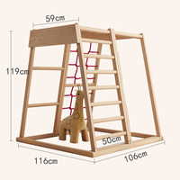 Équipement d'entraînement des sens de bébé Cadre d'escalade en bois massif pour enfants Cadre de combinaison d'anneau de balançoire à domicile Toboggan intérieur en bois