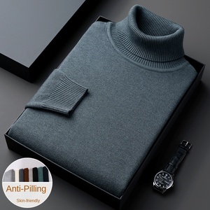 Maglione Invernale da Uomo a Collo Alto, Nuovo Top Casual Ampio con Cappuccio e Felpa in Maglia Spessa a <span class=keywords><strong>Tinta</strong></span> <span class=keywords><strong>Unita</strong></span>, Versatile - Product Image 2