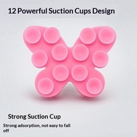 Support de téléphone multifonction en silicone à ventouse style papillon, support de rouge à lèvres anti-choc pour utilisation au lit, pour rouge à lèvres et brillant à lèvres
