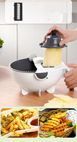 Nieuwe Keuken Fruit- en Groentesnijder 9-in-1 Draagbare Groentehakker Kom en Vergiet Set 9-in-1 Deluxe Groentehakker