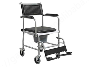 Siège de chambre à coucher avec roues à godet Fauteuil roulant en acier Commode de douche roulante Chaise de toilette pour personnes âgées Chaise d'aisance en acier - Product Image 3