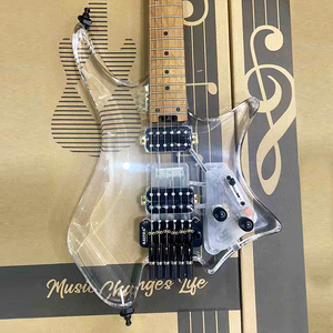 Guitarra Eléctrica GALYDA GLD-860 OEM al por Mayor, Transparente, Cristal, Doble Mecanismo de Cambio, sin Cabeza, Acrílica, Rock, para Directo, Palisandro/Arce H-H - Product Image 1