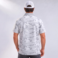 Polo de golf respirant pour homme, tissu professionnel, boutonné, manches courtes, protection UPF, séchage rapide, gris clair, imprimé camouflage, tenue professionnelle