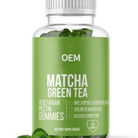 Meilleures ventes OEM/ODM – Gommes énergétiques au thé vert Matcha, flacon de 60 comprimés, pour adultes