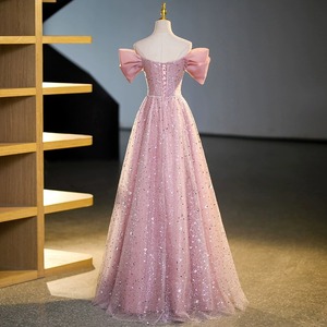 Robes de soirée personnalisées roses pour femmes, coupe trapèze, à sequins, épaules dénudées, pour bal de promo, anniversaire, soirée formelle, Vestido De <span class=keywords><strong>Fiesta</strong></span> - Product Image 3