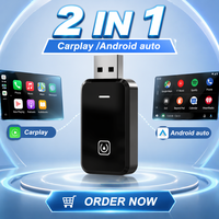 Boîte CarPlay sans fil 2-en-1 compatible avec Android et iPhone, connexion USB, compatibilité universelle