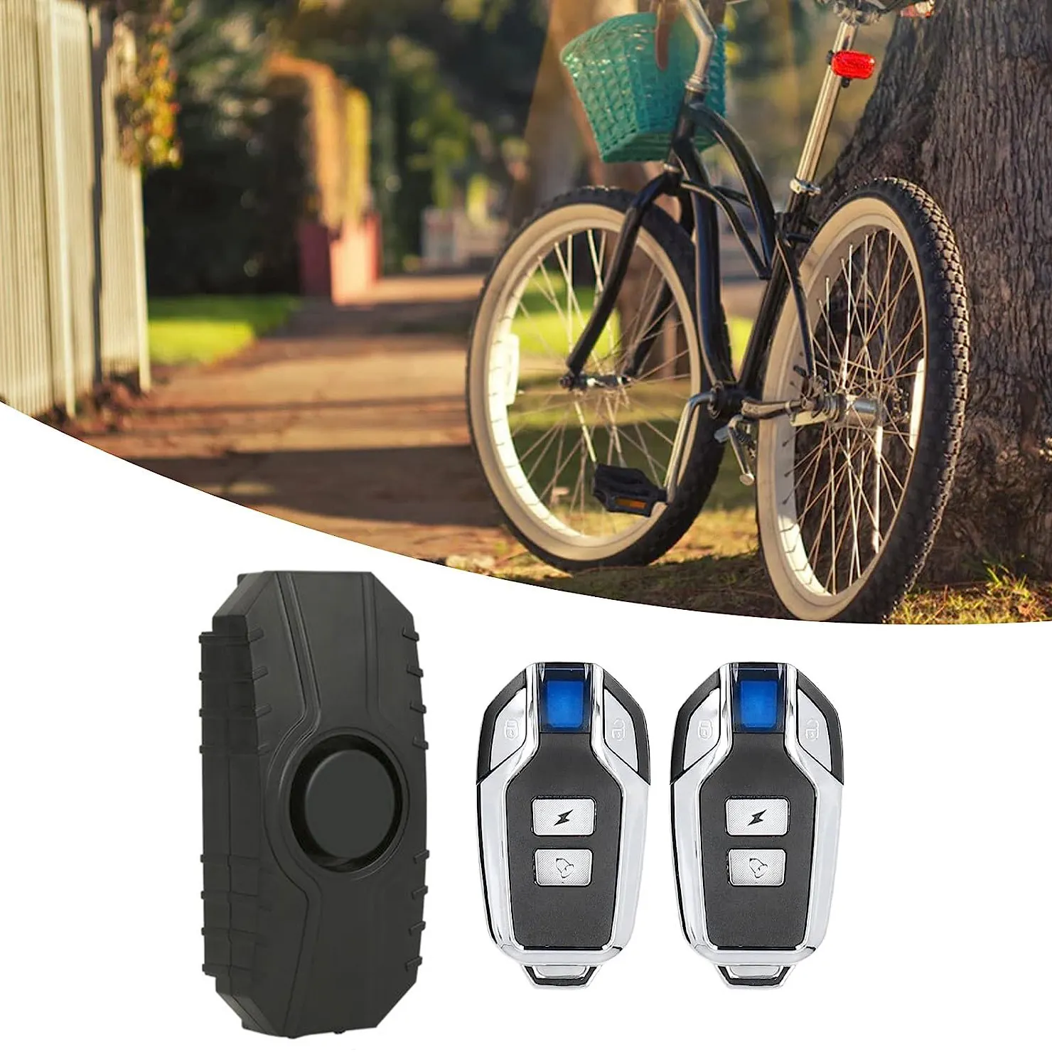 Pil tipi 113dB kablosuz anti-hırsızlık uzaktan kumanda e bisiklet alarmı ile titreşimli Alarm Motor döngüsü güvenlik bisiklet alarmı