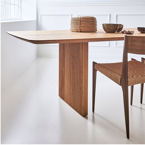 Đồ Nội Thất Phòng Ăn Hiện Đại Đơn Giản Bộ Bàn Ăn Hai Chân Tùy Chỉnh Bàn Ăn Gỗ Sồi Trắng Trơn Bằng Gỗ - Product Image 5