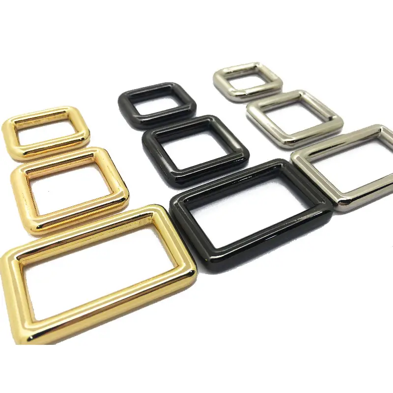 Webbing Belt Shoulder Strap Fix Metal Adjuster Square Slider Ring Rectangle Buckle For Bags