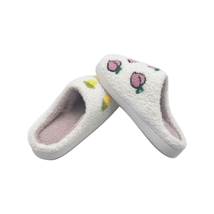 Mules para Mujer al por Mayor, Parte Superior de Felpa Teddy, Entresuela de Terciopelo, Suela de TPR con Bordado, Antideslizantes, Térmicas, con Amortiguación Gruesa - Product Image 5