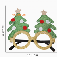 Décorations de Noël vertes en forme de sapin, lunettes jaunes, lunettes de Noël, fournitures de fête pour enfants, articles de Noël, montures