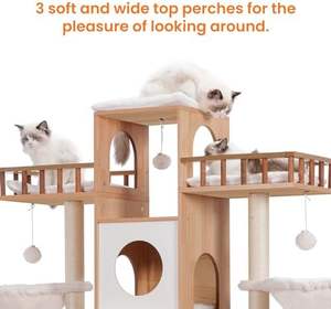 Moderna Torre del Gatto per interni grande albero di gatto lettiera recinzione pesante mobili per gatti 20lbs tiragraffi noce - Product Image 5